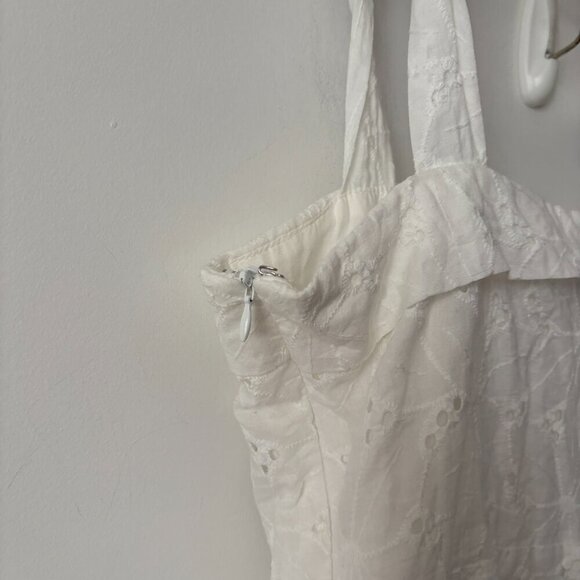 Lulus Sneak a Kiss White Floral Embroidered Tie-Strap Mini Dress White Sz Large - Picture 7 of 9